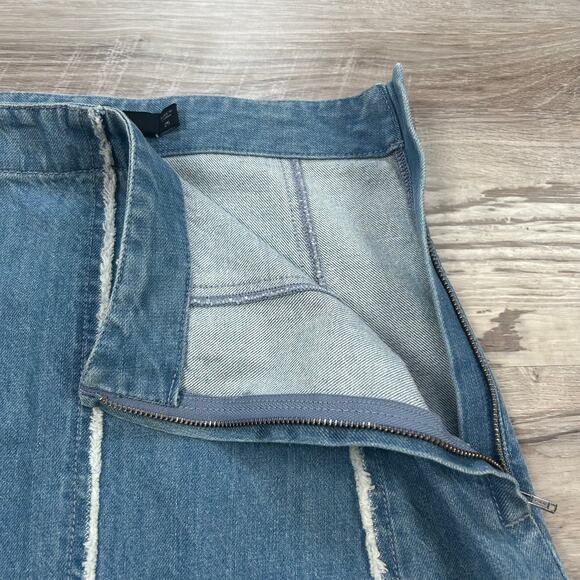 J Brand Polka Dot Mesh Hem Denim Skirt Raw Edge Contrast Panel 25 - Picture 2 of 6